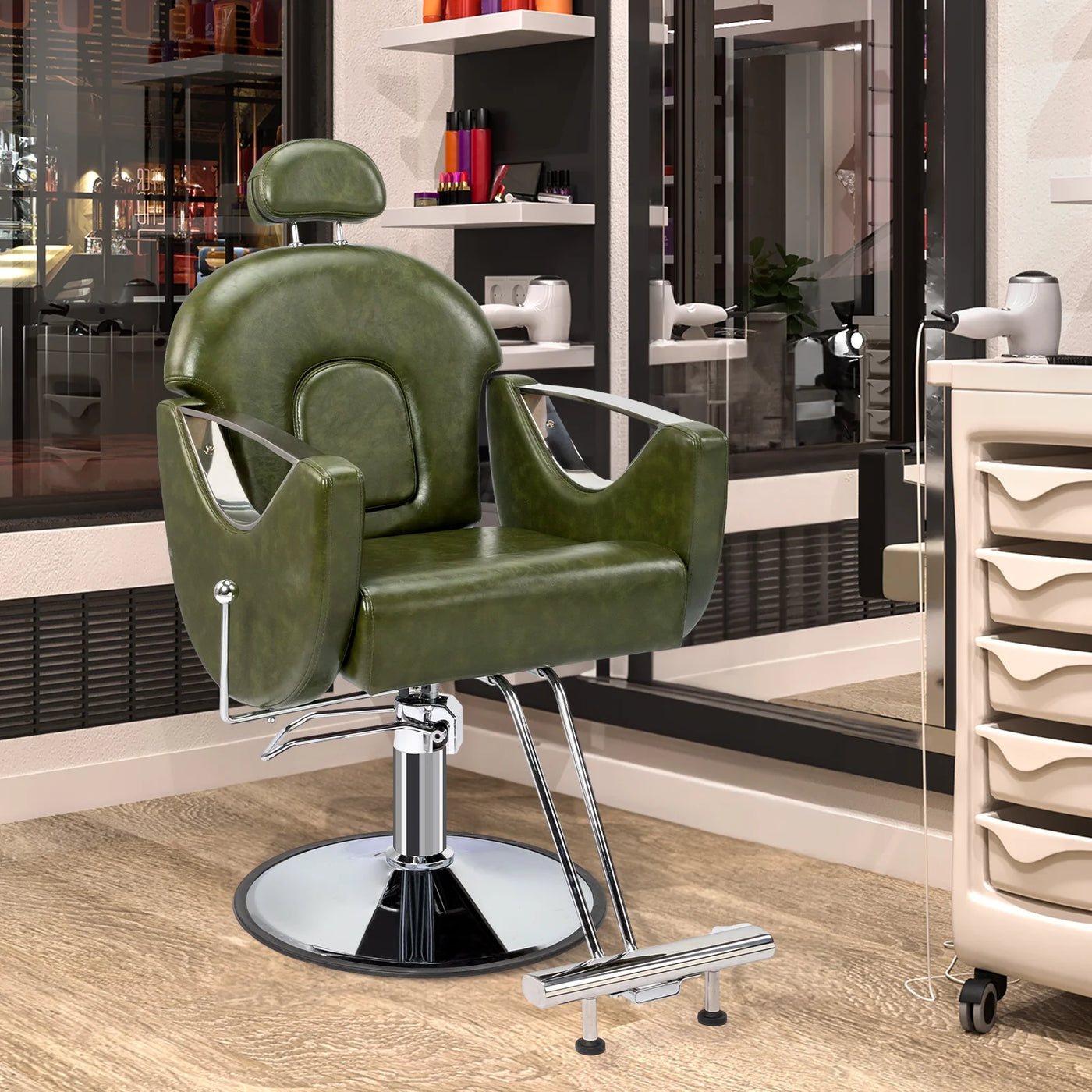 OmySalon Hair Salon Chair Barber Chair Heavy Duty, Footrest with Extra Supports, Salon Chair for Hair Stylist, Reclining Hair Chair for Braiding Shampoo Facial Waxing Esthetics Beauty Spa