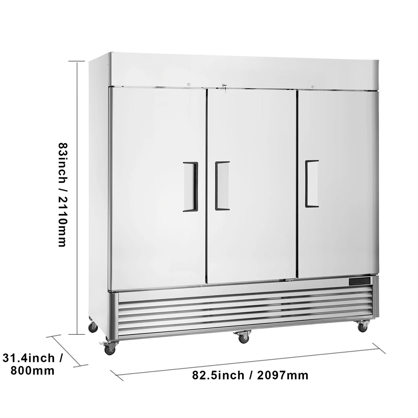 SKYSHALO Commercial Freezer 60.42 Cu.ft Reach In Upright Freezer 3 Doors 12 Shelves