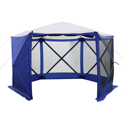 Ozark Trail 6 Hub Outdoor Camping 11'x10'x88.5" Screen House, 1 Room, Blue