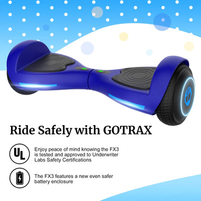 GOTRAX FX3 Hoverboard for Kids Adults,200W Motor 6.5" LED Wheels 6.2mph Speed Hover Board, Blue