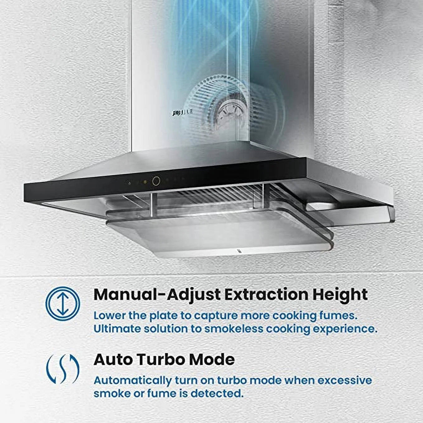 FOTILE Perimeter Vent Series 36" 1000 CFM Wall Mount Range Hood with LED Light and Touchscreen in Stainless Steel