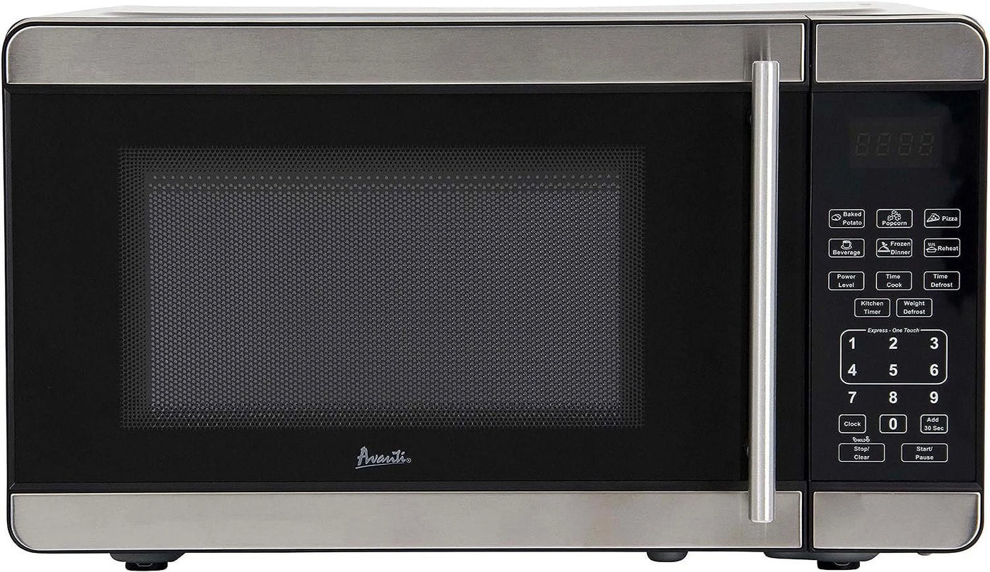 Avanti MT7V3S Microwave Oven 700-Watts Compact with 6 Pre Cooking Settings, Speed Defrost, Electronic Control Panel and Glass Turntable, Metallic