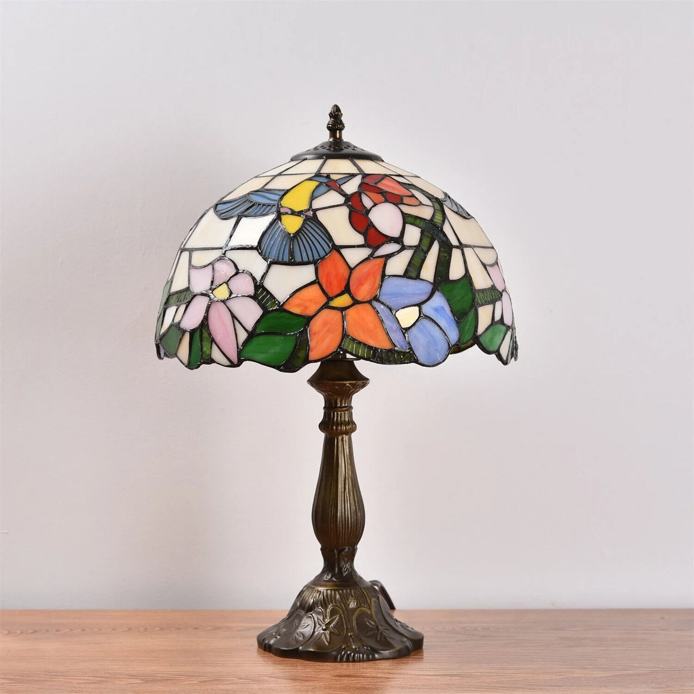 Tiffany Style Table Lamp Stained Glass Lamp Hummingbird Style Bedside Table Lamp Desk Reading Light 18" Tall Decor Bedroom Living Room Home Office