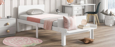 Create a chic and cozy bedroom look with this stylish and elegant white twin bed featuring a footboard bench for added comfort - perfect for enhancing the style and comfort of your bedroo