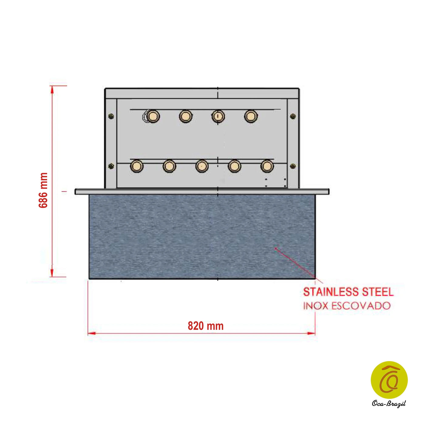 Brazilian BBQ Charcoal Grill with Firebox - 9 Skewers - Oca-Brazil