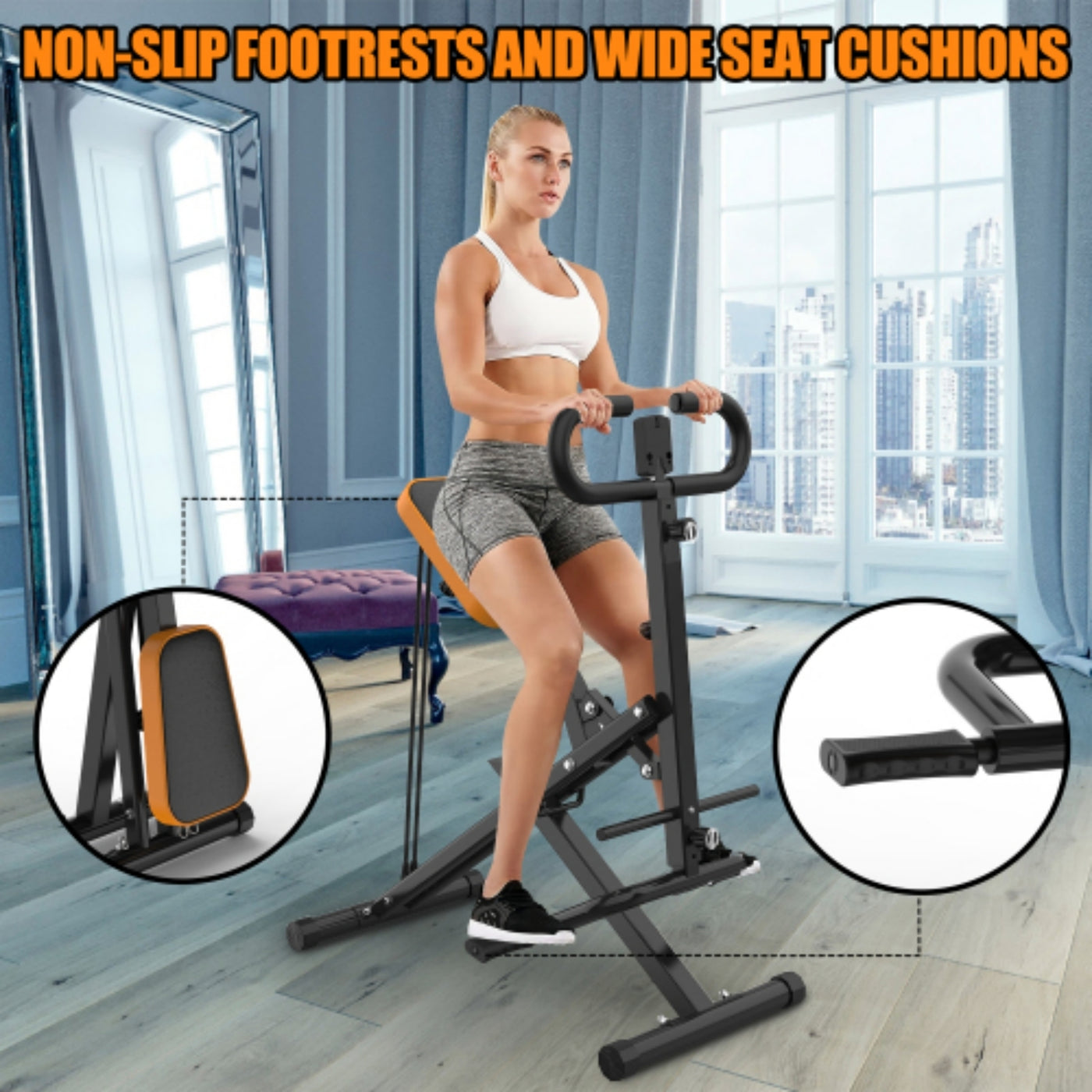 Hiii Squat Machine for Home, Assist Trainer for Glutes Workout Foldable with Resistance Bands, for Botty Glutes Butt Thighs, Ab Back/Leg Press Hip Thrust for Home Gym Fitness-Black