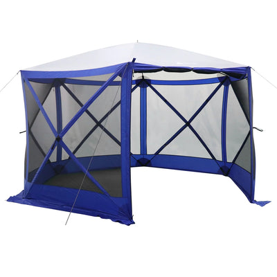 Ozark Trail 6 Hub Outdoor Camping 11'x10'x88.5" Screen House, 1 Room, Blue