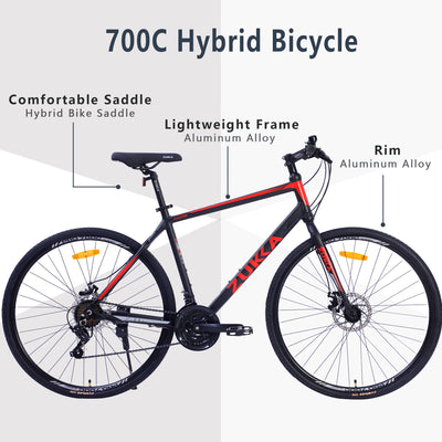 21 Speed Hybrid bike Disc Brake 700C Road Bike For men women's City Bicycle