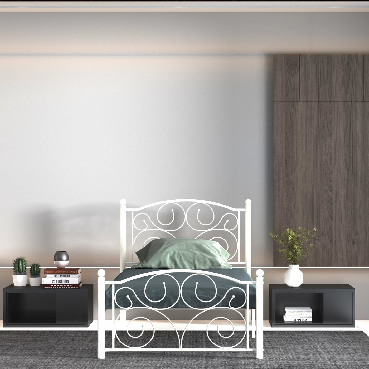 Modern White Twin Size Metal Bed Frame - Upgrade Your Bedroom