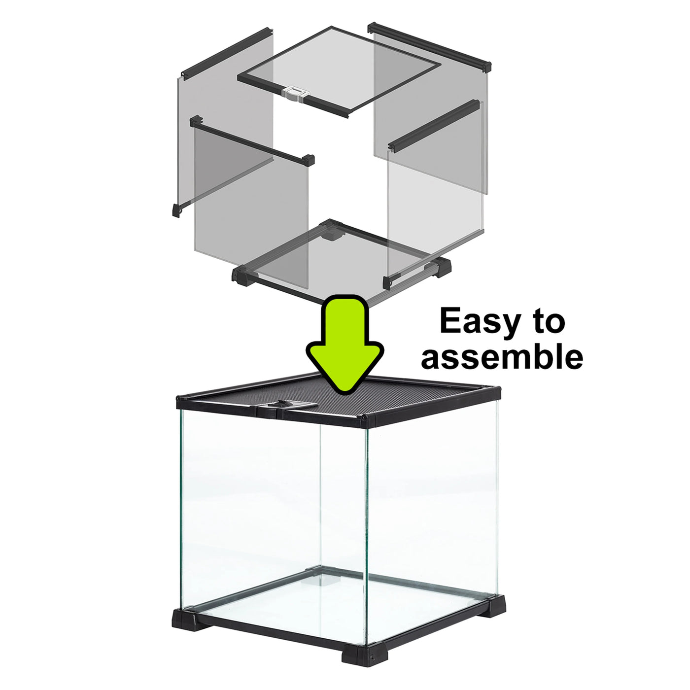 REPTI-ZOO Knock-Down Mini Glass Reptile Habitat, 360 Rotation, 14.5 gallon, Easy Assembly