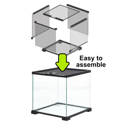 REPTIZOO Knock-Down Mini Glass Reptile Habitat, 360 Rotation Visually Reptile Terrarium 20”×12”×10”(10 gallon)，Easy Assembly