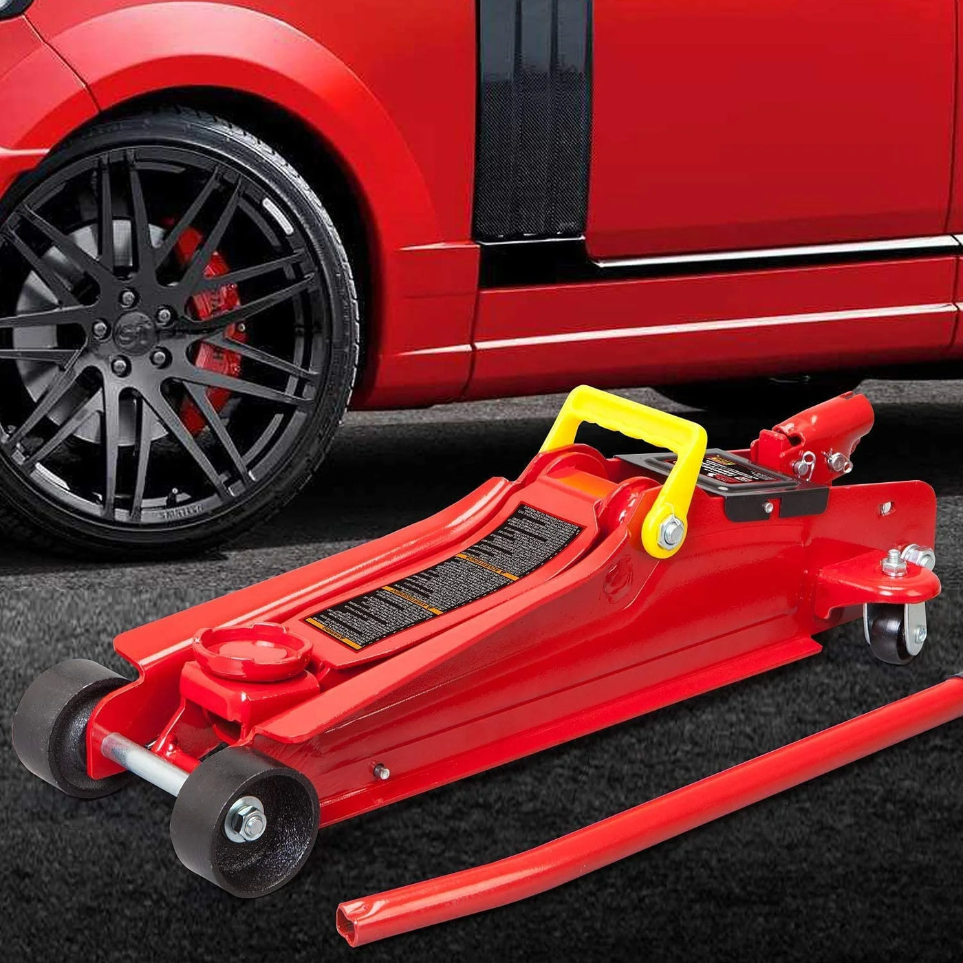 Big Red Hydraulic Low Profile Floor Jack with Single Piston Quick Lift Pump, 2.5 Ton, Red, W8255AM