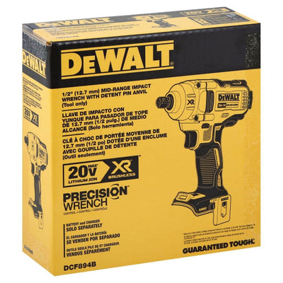 Dewalt 20V Max XR Mid-Range Cordless Impact Wrench with Detent Pin Anvil