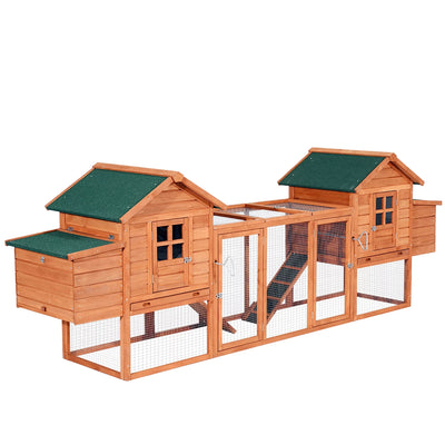 Pawhut Wooden Chicken Coop Nesting Box Poultry Cage Run Outdoor Backyard Large