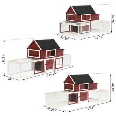 Pawhut Wooden Customizable Backyard Chicken Coop With Nesting Box and Runs, 114"