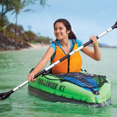 Intex Challenger K1 1 Person Inflatable Sporty Kayak w/Oars & Pump (2 Pack)