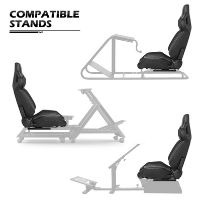 MoNiBloom Ergonomic Racing Seat, Racing Simulator Game Seat with Adjustable Slide, Leather Racing Seat for Racing Simulator Cockpit, Black