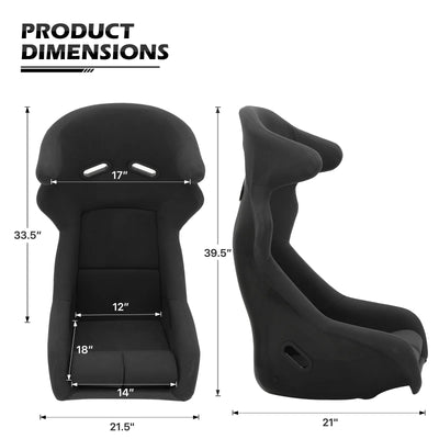 MoNiBloom Racing Bucket Seat, Racing Simulator Game Seat with Adjustable Slide, Racing Seat for Racing Simulator Cockpit Wheel Stand, Black