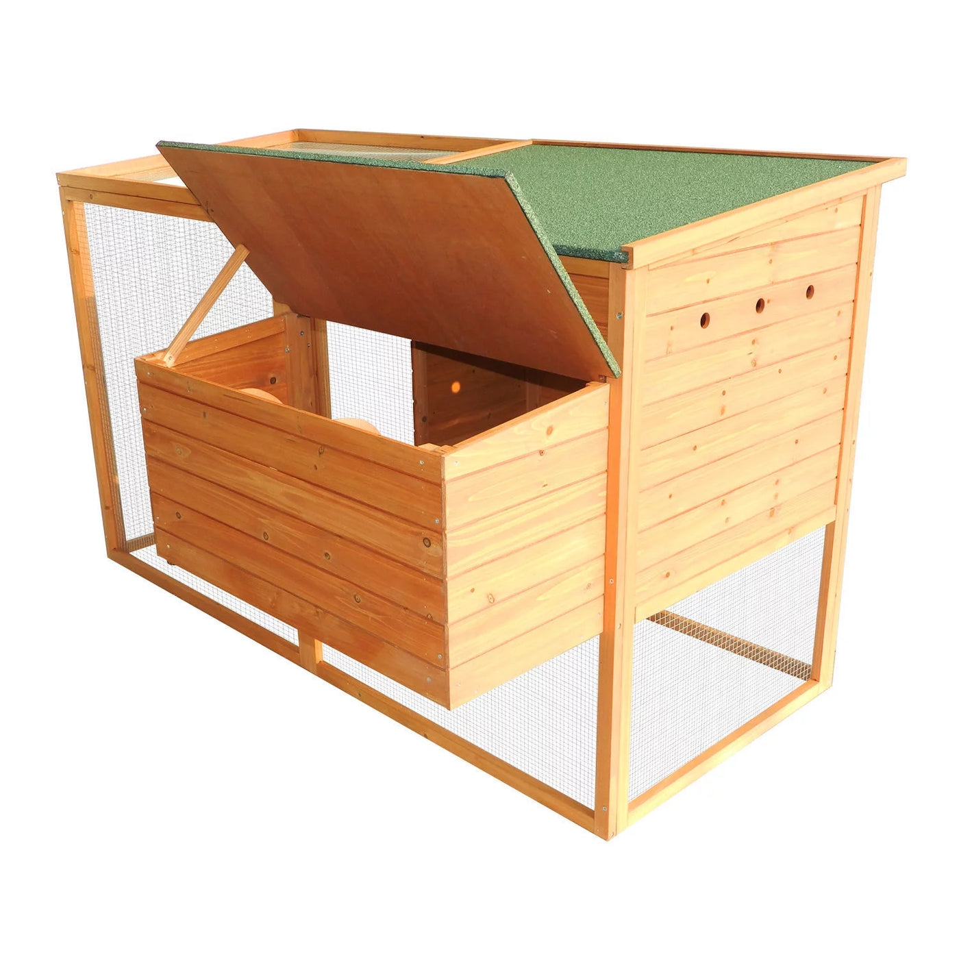 PawHut 64" Large Wooden Chicken Coop Kit With Outdoor Run And Nesting Box