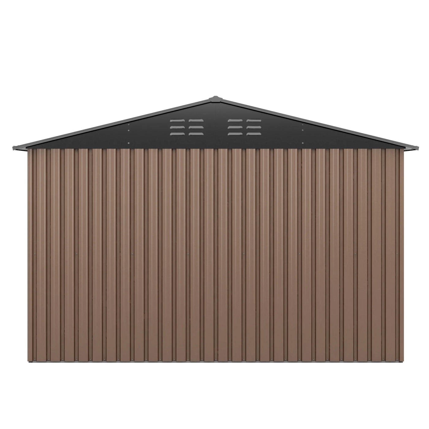 JAXPETY 10 x 10 ft Outdoor Metal Storage Shed with Window & Lockable Door for Garden, Backyard, Tool Storage Use, Brown