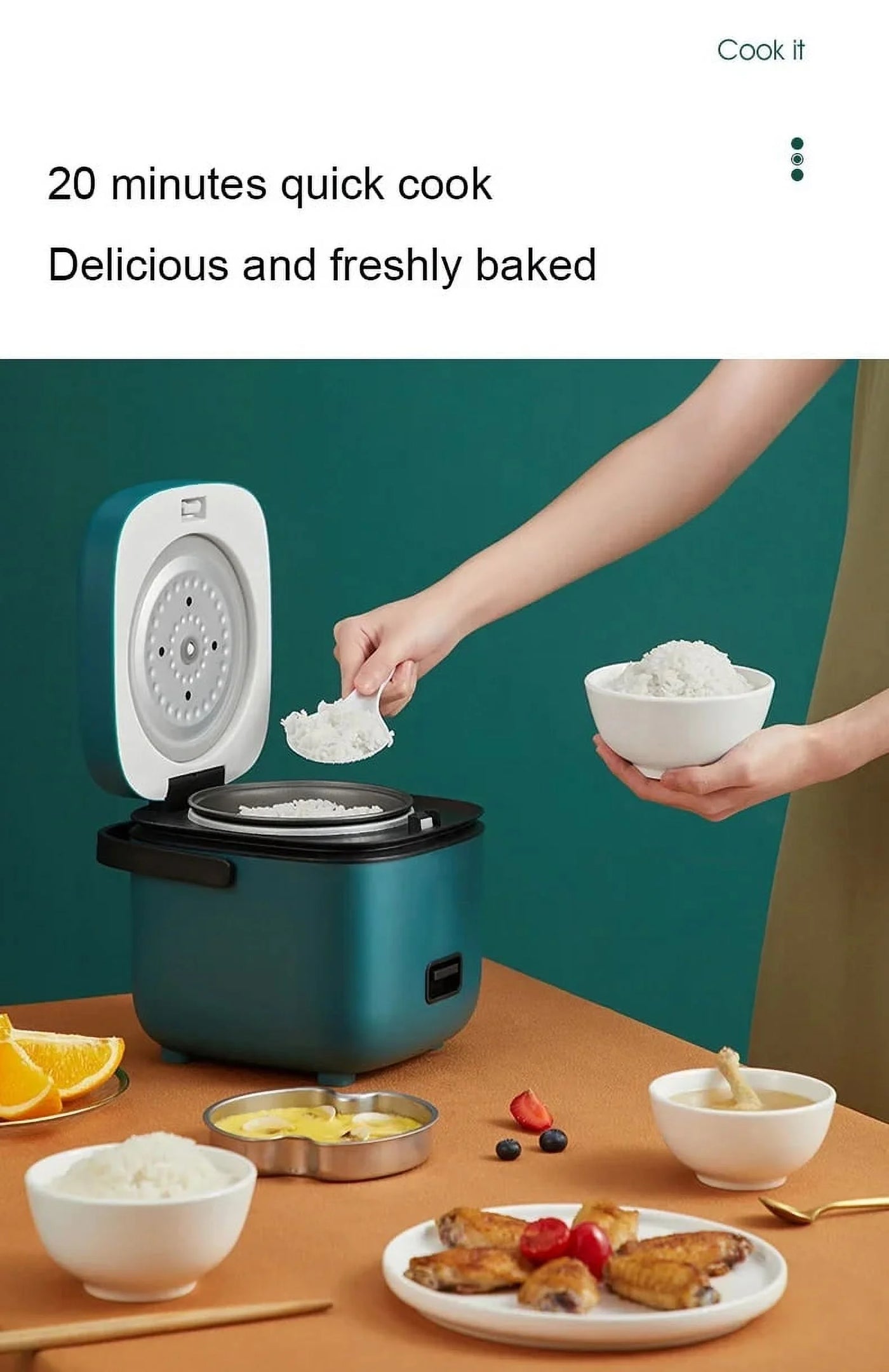 1.2L Mini Electric Rice Cooker - Intelligent, Automatic, Household Appliance for Small Meals, Food Warming, and Steaming - Ideal for 1-2 People Blue