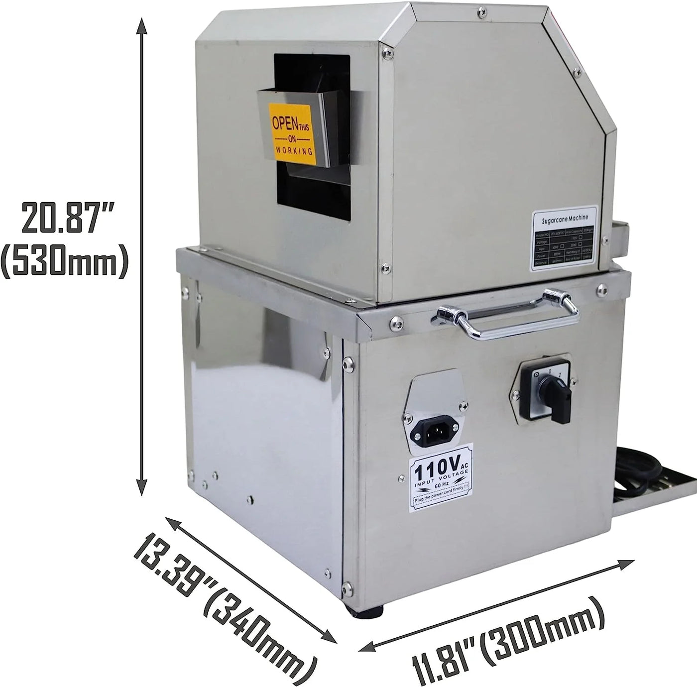 EQCOTWEA Electric Sugar Cane Juicer Press Machine Sugarcane Juice Extractor Commercial Juicing Kumquat Citrus Ginger