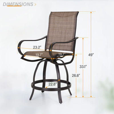 Sophia & William 2 Piece Outdoor Swivel Bar Height Stools Patio Textilene Chairs