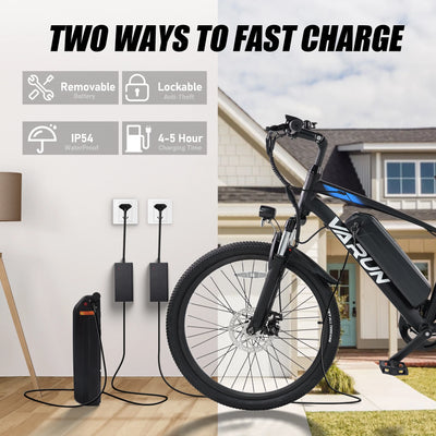 VARUN Electric Bike for Adults, 350W 20MPH Commuter Ebike with 36V Removable Battery, 24'' Electric Mountain Bike with Front Fork Suspension and Dual Disc Brakes