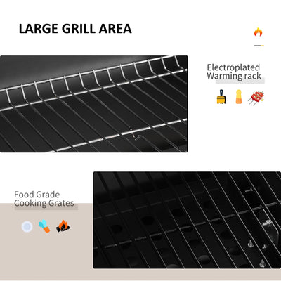 Outsunny Charcoal BBQ Grill, Outdoor Portable Cooker, Gray