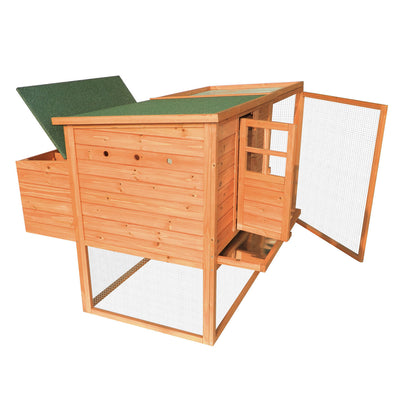 PawHut 64" Large Wooden Chicken Coop Kit With Outdoor Run And Nesting Box