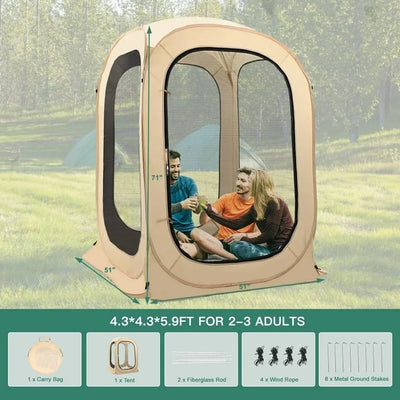 Lilypelle 4.3' x 4.3' Instant Screen House, Portable Screen Room,Canopy Pop-Up Screen Tentwith Carry Bag for Patio, Backyard, Deck & Outdoor Activities