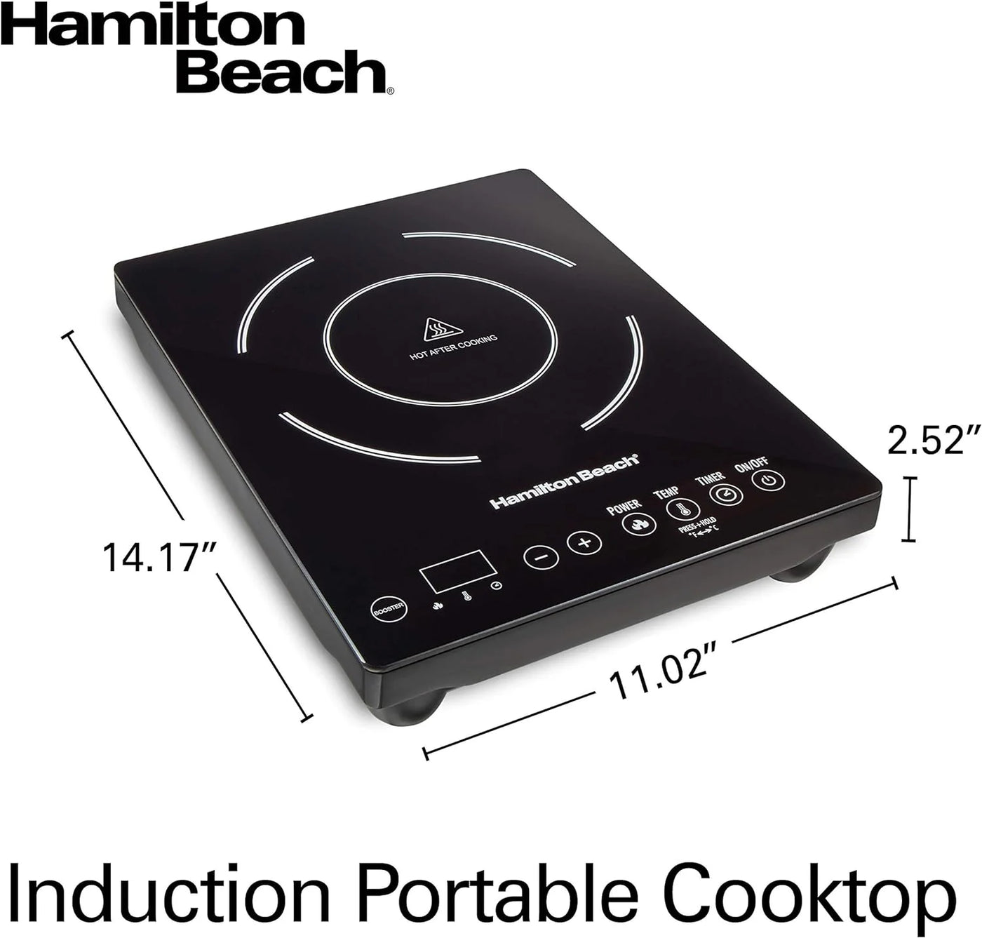 Portable Single Induction Cooktop Countertop Burner Hot Plate with Fast Heating Mode, 1800 Watts, 10 Temperature Settings up to 450F, Black (34104)