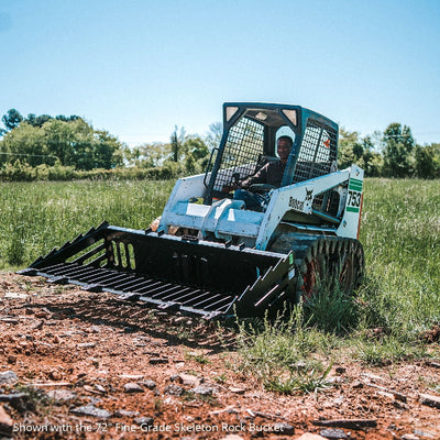 Titan Attachments 60in Skeleton Rock Bucket with Bolt-On Teeth, Skid Steer Quick Tach, Reinforced Side Cutters