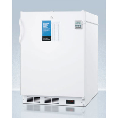 ADA compliant 24" wide all-freezer for built-in commercial use, manual defrost with a traceable thermometer, lock, and -25C capability