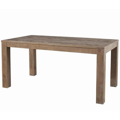 Rectangular Wooden Dining Table with Block Legs Weathered Brown