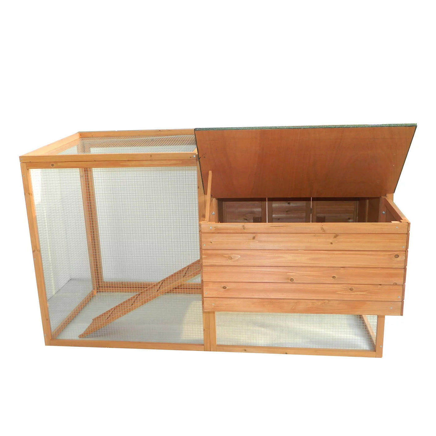 PawHut 64" Large Wooden Chicken Coop Kit With Outdoor Run And Nesting Box