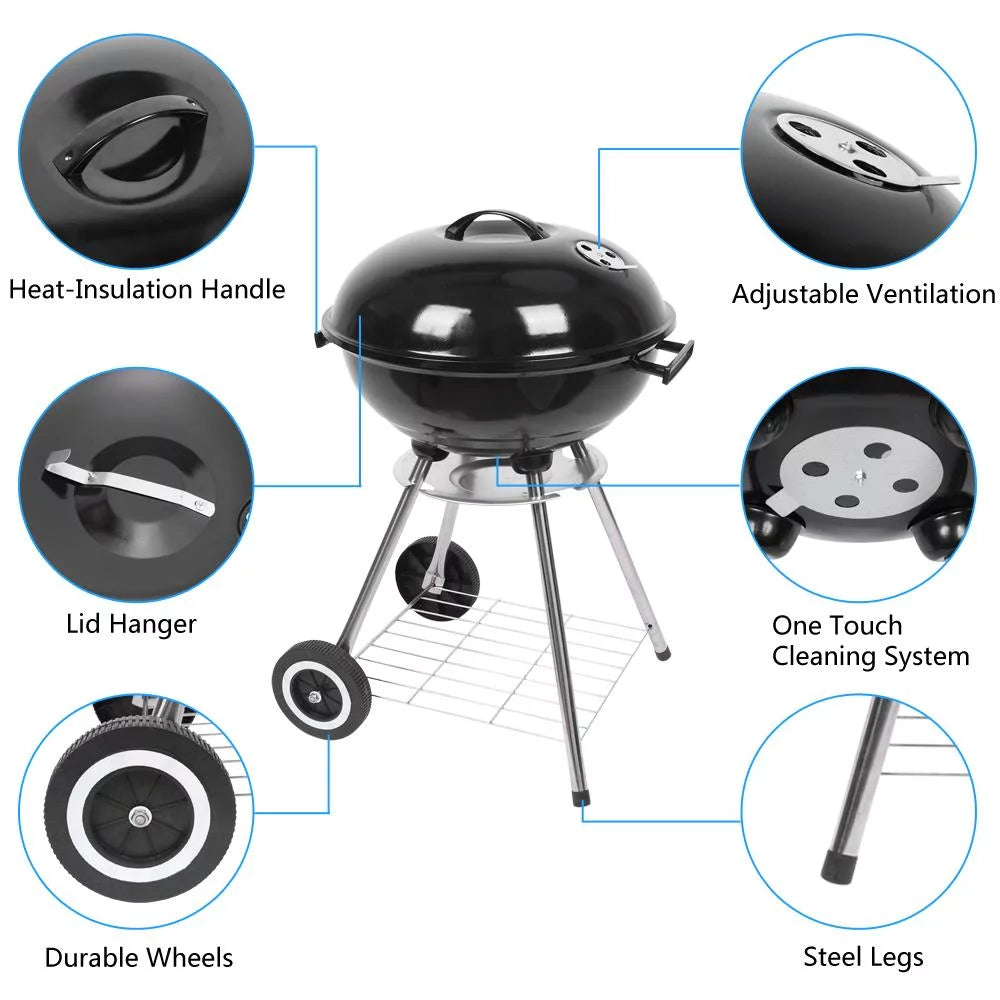 SalonMore 18" Portable Outdoor Charcoal Grill Travel Camp Charcoal Stove