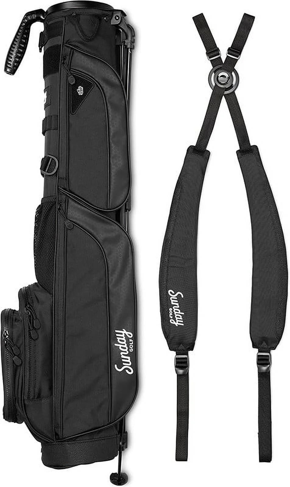 Sunday Golf Loma XL Bag - Lightweight Golf Bag with Strap and Stand – Easy to Carry Pitch n Putt Golf Bag – Golf Stand Bag for The Driving Range, Par 3 and Executive Courses, 3.4 pounds (Matte Black)