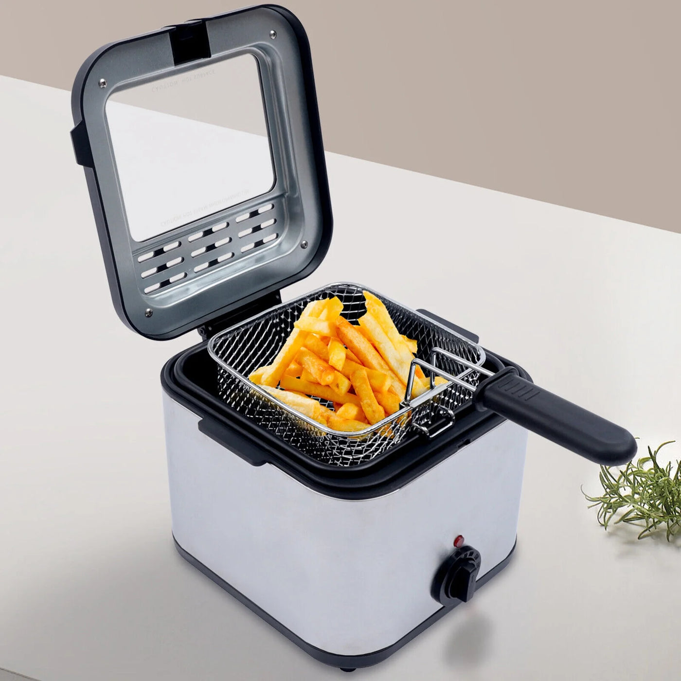 1000W 2.5L Deep Fryer With Basket Small Fryer w/ View Window, Oil Dripping Hook