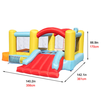 Track 7 Inflatable Bounce House,Inflatable Jumping Castle with a Basketball Hoop,Slide,Three Balls