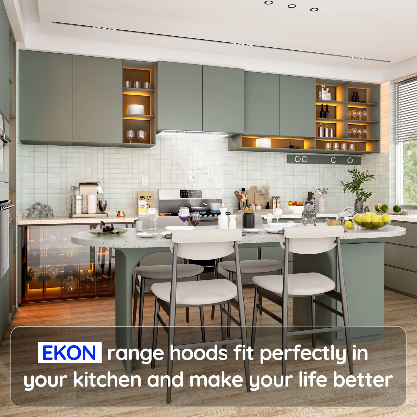 EKON Kitchen Expert 36 inch 900 CFM Convertible Insert Range Hood with Remote control