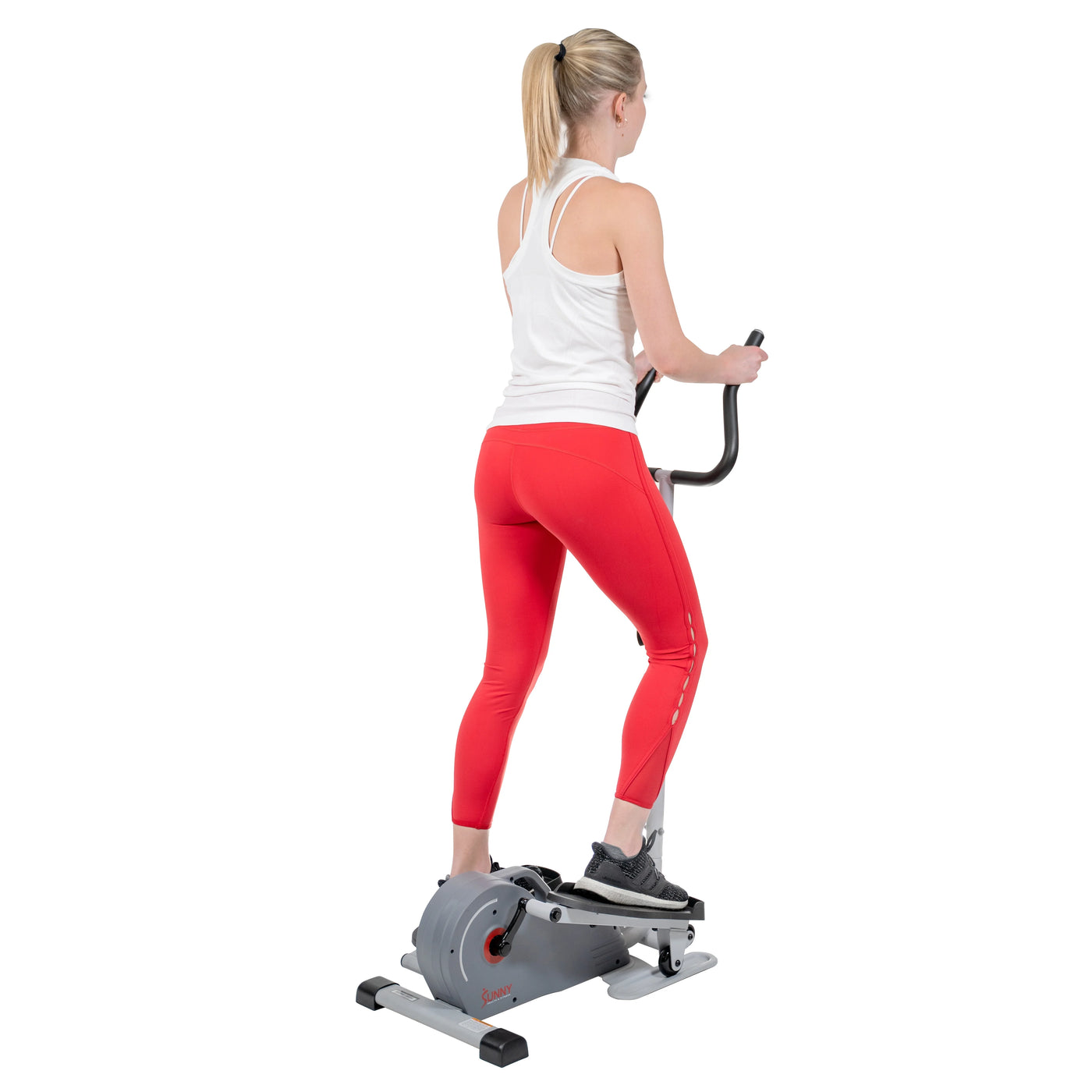 Sunny Health & Fitness Compact Magnetic Standing Elliptical Machine w/ Handlebars - Portable Workout Stepper for Home, SF-E3988