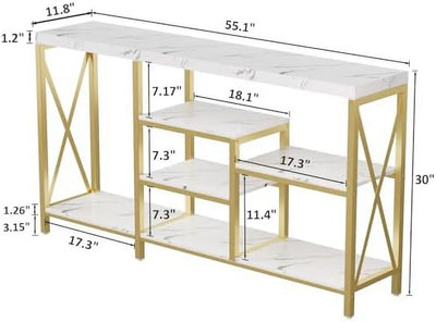 WTYNKAE Entryway Table Console Tables for Entryway Sofa Table Narrow Long Hallway Table with Shelves Living Room Farmhouse Couch 55 Inch Dark Brown