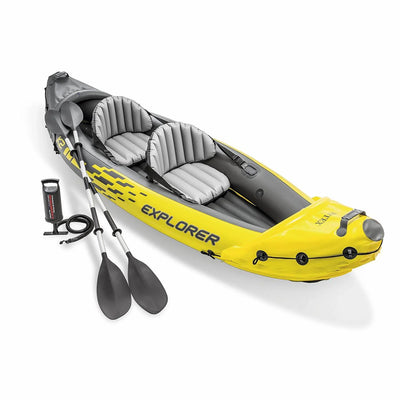 Intex 2 Person Vinyl Kayak w/ Oars & Pump & 2-Person K2 Kayak w/ Oars Air Pump