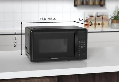 Compact Countertop Microwave Oven with Touch Control, LED Display, 700W, 10 Power Levels, 6 Auto Menus, Glass Turntable and Child Safe Lock, 0.7 Cu., Ft. Black