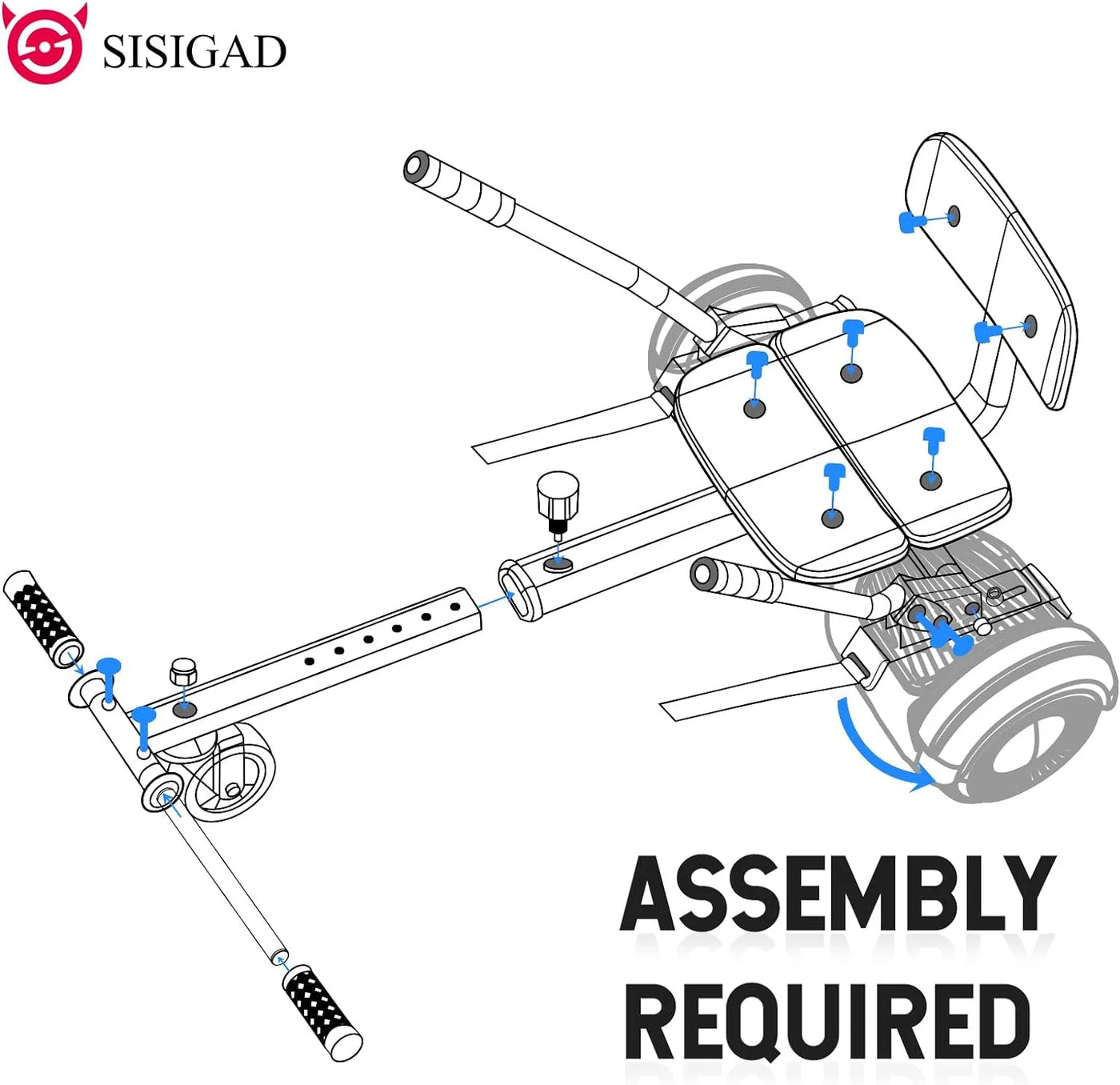 SISIGAD Electric Hoverboard and Kart Combo, Hoverboard with Go Kart Kit, 6.5 inch Wheels with LED Lights for Kids