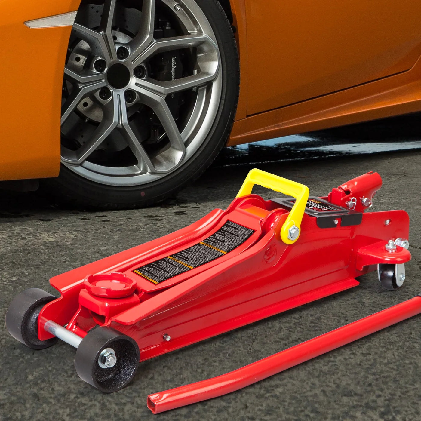 Big Red 2.5 Ton Hydraulic Low Profile Trolley Floor Jack with Dual Piston Quick Lift Pump,Red, W8255