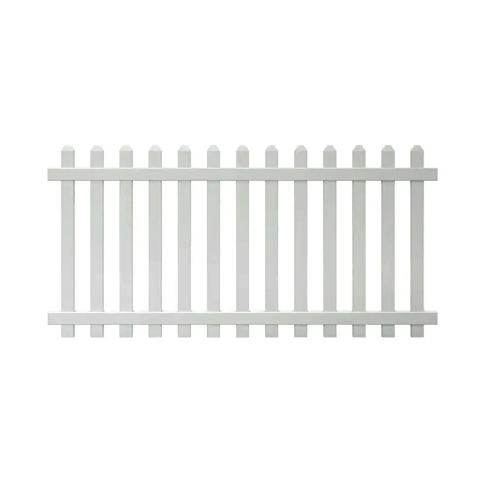 Veranda Glendale 4 ft. H x 8 ft. W White Vinyl Spaced Picket Unassembled Fence Panel with Dog Ear Pickets