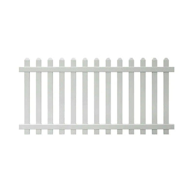 Veranda Glendale 4 ft. H x 8 ft. W White Vinyl Spaced Picket Unassembled Fence Panel with Dog Ear Pickets