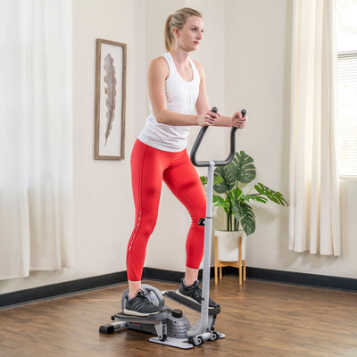 Sunny Health & Fitness Compact Magnetic Standing Elliptical Machine w/ Handlebars - Portable Workout Stepper for Home, SF-E3988